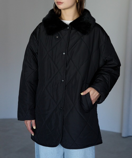 TRIANGLE PALETTE（トライアングルパレット）の「衿ファー付きキルトジャケット（その他アウター・レディース・ブラウン/ベージュ/ブラック/アイボリー・FREE）」の19枚目の写真