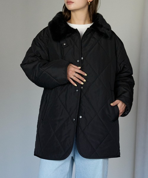 TRIANGLE PALETTE（トライアングルパレット）の「衿ファー付きキルトジャケット（その他アウター・レディース・ブラウン/ベージュ/ブラック/アイボリー・FREE）」の5枚目の写真