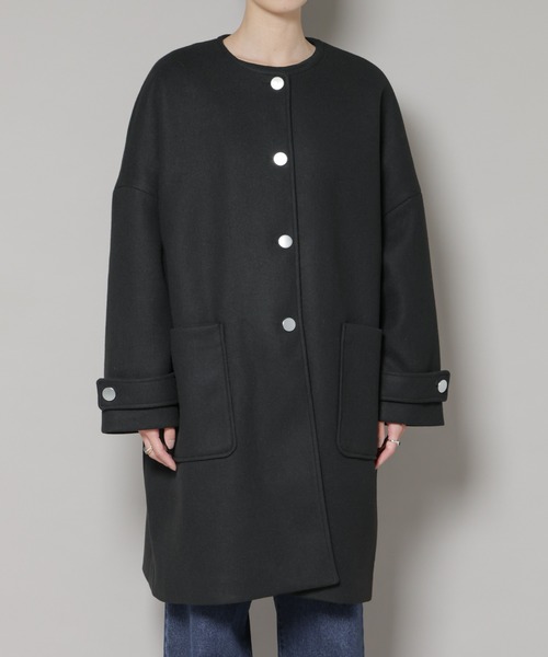 Noble ノーカラーコクーンコート　美品 DETAILS（ディテールズ） ジャケット ノーカラージャケット DETAILS