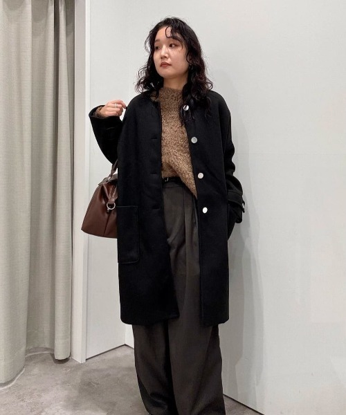 セール】ノーカラーコクーンミドルコート（ノーカラーコート）｜NANO