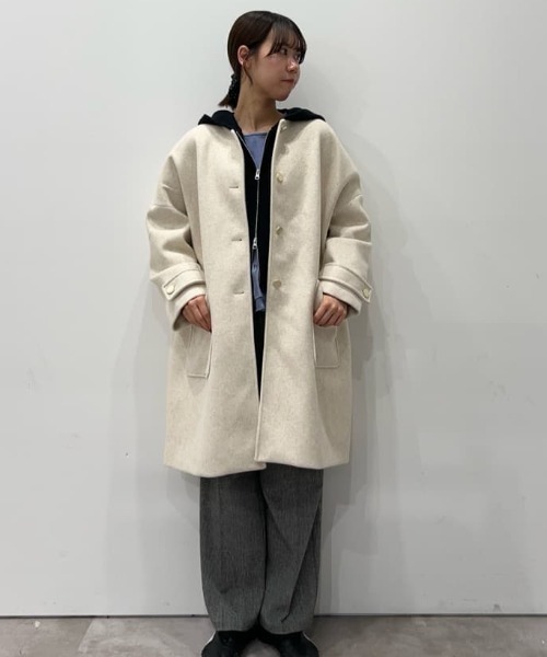 セール】ノーカラーコクーンミドルコート（ノーカラーコート）｜NANO