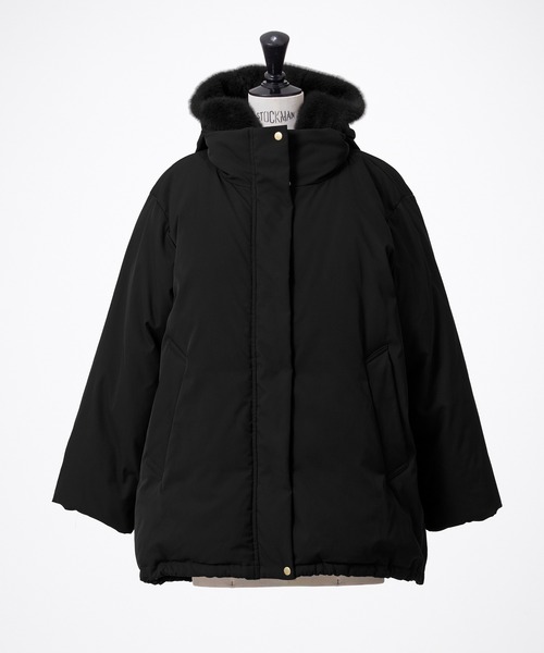 BALMAIN 中綿　フードコート　黒　ファー 2WAY M マットツイル_2wayファーフード中綿アウター（その他アウター