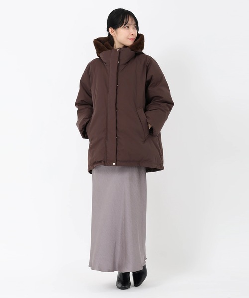 STRAWBERRY-FIELDS（ストロベリーフィールズ）の「マットツイル_2wayファーフード中綿アウター（その他アウター・レディース・オフホワイト/ブラック/ブラウン・2）」の12枚目の写真