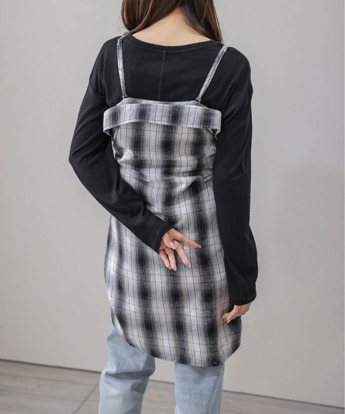 AMELY(エミリー)の「3wayチェックシャツ(シャツ/ブラウス・レディース・オレンジ/ブラウン/ブルー/ブラック・フリー)」の6枚目の写真
