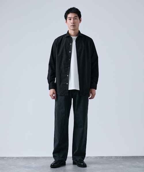 B.C STOCK(ベーセーストック)の「フロッキープリント スポーツシャツ(シャツ/ブラウス・メンズ・ブラック/ベージュ・MEDIUM/LARGE)」の3枚目の写真