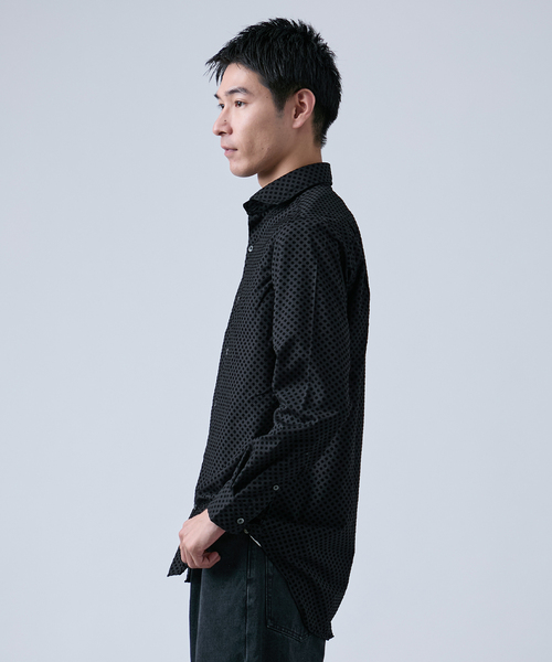 B.C STOCK(ベーセーストック)の「フロッキープリント スポーツシャツ(シャツ/ブラウス・メンズ・ブラック/ベージュ・MEDIUM/LARGE)」の5枚目の写真