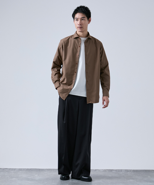 B.C STOCK(ベーセーストック)の「フロッキープリント スポーツシャツ(シャツ/ブラウス・メンズ・ブラック/ベージュ・MEDIUM/LARGE)」の7枚目の写真
