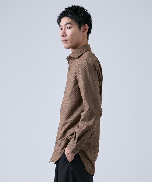 B.C STOCK(ベーセーストック)の「フロッキープリント スポーツシャツ(シャツ/ブラウス・メンズ・ブラック/ベージュ・MEDIUM/LARGE)」の9枚目の写真
