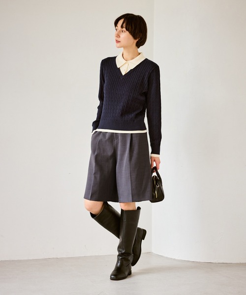 ROPE' PICNIC(ロペピクニック)の「【新色追加】フェイクレイヤードニットプルオーバー(ニット/セーター・レディース・ネイビー/グレー/レンガ/ダークブラウン・FREE)」の16枚目の写真