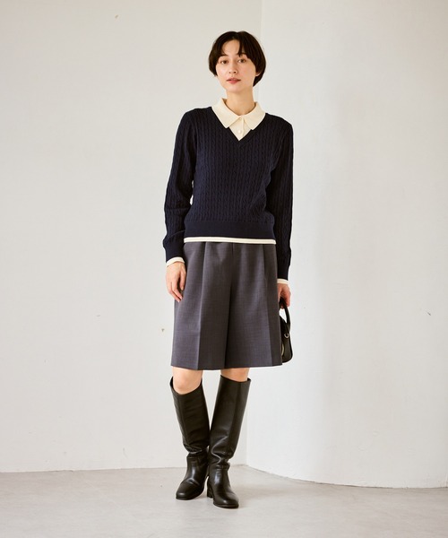 ROPE' PICNIC(ロペピクニック)の「【新色追加】フェイクレイヤードニットプルオーバー(ニット/セーター・レディース・ネイビー/グレー/レンガ/ダークブラウン・FREE)」の17枚目の写真