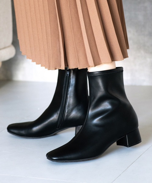 JELLY BEANS（ジェリービーンズ）の「プレーンストレッチショートブーツ(204-57139)JELLY BEANS(ジェリービーンズ)（ブーツ・レディース・ブラック系/ブラック・S/M/L）」の11枚目の写真