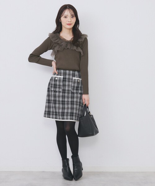 index（インデックス）の「クロスチュールフリルリブニット【洗濯機OK/抗ピル】（ニット/セーター・レディース・チャコールグレー/ナチュラル/ベビーピンク/ブラック系7・36/38/40）」の17枚目の写真