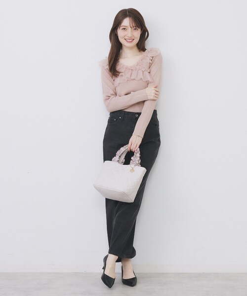 セール】クロスチュールフリルリブニット【洗濯機OK/抗ピル】（ニット