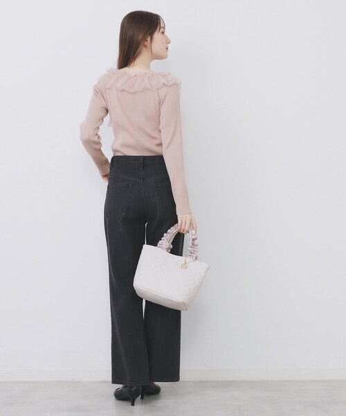 セール】クロスチュールフリルリブニット【洗濯機OK/抗ピル】（ニット