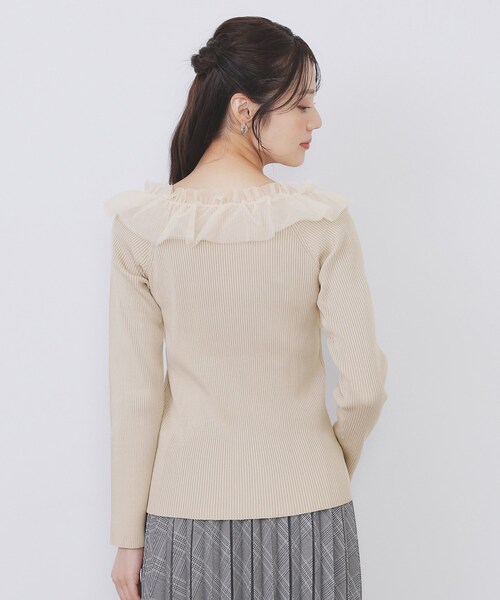 index（インデックス）の「クロスチュールフリルリブニット【洗濯機OK/抗ピル】（ニット/セーター・レディース・チャコールグレー/ナチュラル/ベビーピンク/ブラック系7・36/38/40）」の8枚目の写真