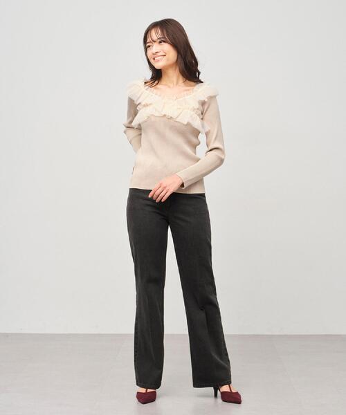 index（インデックス）の「クロスチュールフリルリブニット【洗濯機OK/抗ピル】（ニット/セーター・レディース・チャコールグレー/ナチュラル/ベビーピンク/ブラック系7・36/38/40）」の14枚目の写真