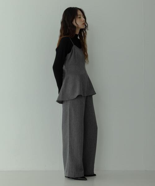 ヘリンボーンキャミ×パンツセットアップ（サロペット/オーバーオール