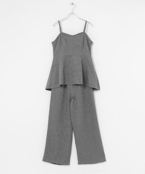 ヘリンボーンキャミ×パンツセットアップ（サロペット/オーバーオール