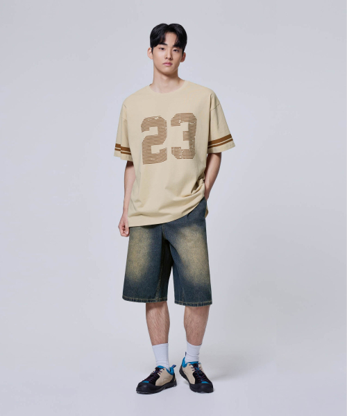 AGOD（エージーオーディー）の「オーバーサイズヴィンテージラグビー半袖Tシャツ[ライトベージュ]（Tシャツ/カットソー・レディース・その他・SMALL/MEDIUM/LARGE）」の7枚目の写真
