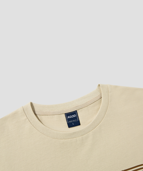 AGOD（エージーオーディー）の「オーバーサイズヴィンテージラグビー半袖Tシャツ[ライトベージュ]（Tシャツ/カットソー・レディース・その他・SMALL/MEDIUM/LARGE）」の5枚目の写真