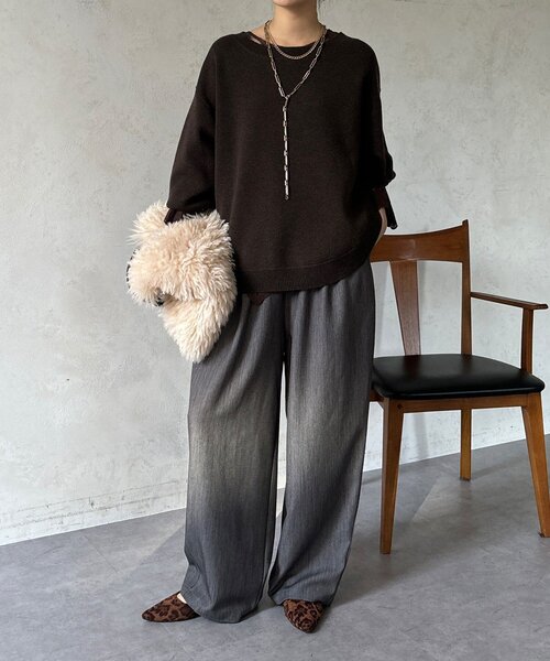 DouDou(ドゥドゥ)の「【WEB限定】T/Rストレッチドロストパンツ(その他パンツ・レディース・グレー/ブラウン/ネイビー・FREE)」の4枚目の写真