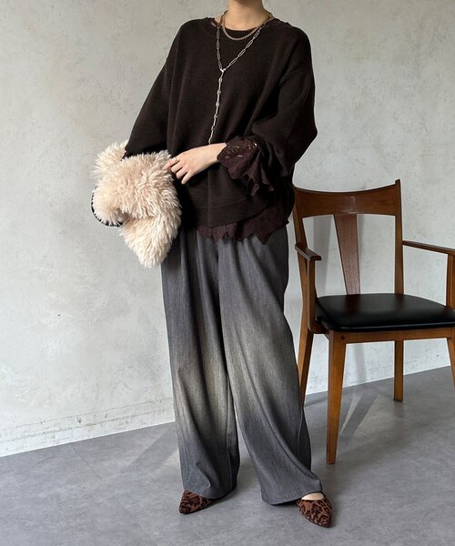 DouDou(ドゥドゥ)の「【WEB限定】T/Rストレッチドロストパンツ(その他パンツ・レディース・グレー/ブラウン/ネイビー・FREE)」の5枚目の写真
