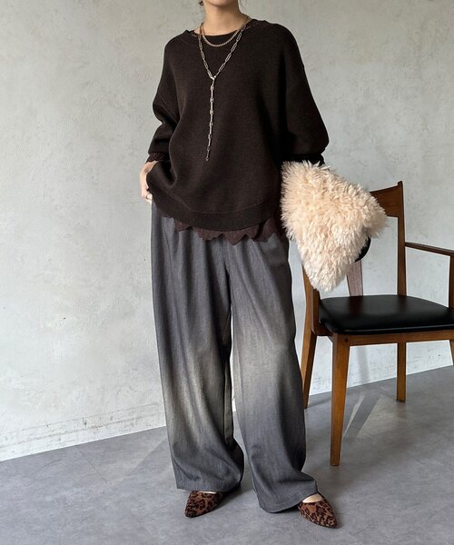 DouDou(ドゥドゥ)の「【WEB限定】T/Rストレッチドロストパンツ(その他パンツ・レディース・グレー/ブラウン/ネイビー・FREE)」の6枚目の写真