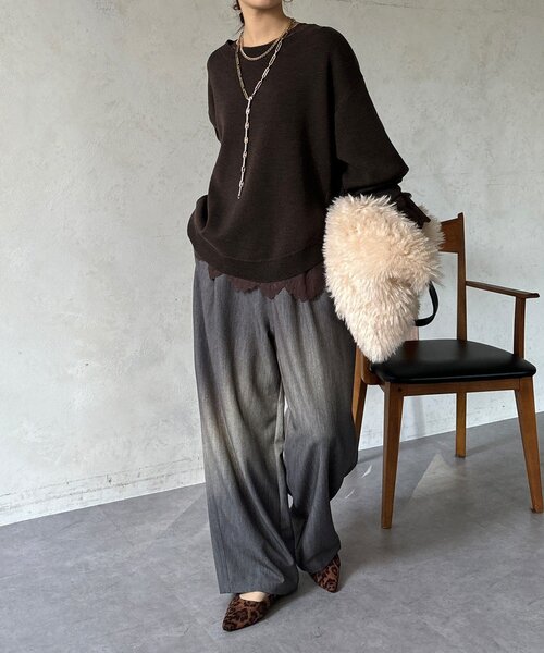DouDou(ドゥドゥ)の「【WEB限定】T/Rストレッチドロストパンツ(その他パンツ・レディース・グレー/ブラウン/ネイビー・FREE)」の7枚目の写真