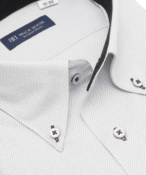 TOKYO SHIRTS(トウキョウシャツ)の「形態安定ノンアイロン ボタンダウン 長袖ストレッチビジネスワイシャツ(ビジネスシャツ・メンズ・グレー・首回り37cm-裄丈80cm/首回り39cm-裄丈80cm/首回り39cm-裄丈84cm/首回り41cm-裄丈82cm/首回り41cm-裄丈86cm/首回り42cm-裄丈82cm/首回り42cm-裄丈86cm/首回り43cm-裄丈82cm/首回り43cm-裄丈86cm)」の2枚目の写真