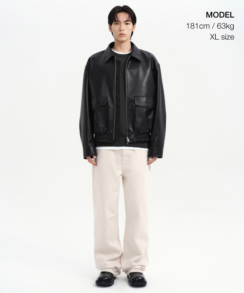 ブラック ライダースジャケット 革ジャン ライダース PUビッグシルエットダブルライダースジャケット