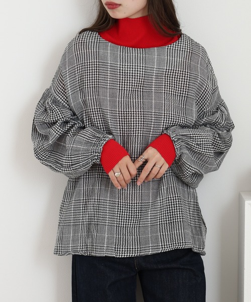 OMNES（オムネス）の「ダブルガーゼ ボリューム袖プルオーバー（シャツ/ブラウス・レディース・グレー系その他/ブルー系その他・FREE）」の2枚目の写真