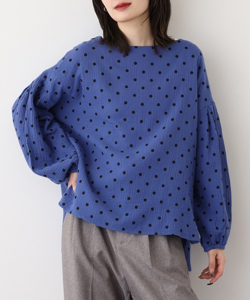 OMNES（オムネス）の「ダブルガーゼ ボリューム袖プルオーバー（シャツ/ブラウス・レディース・グレー系その他/ブルー系その他・FREE）」の7枚目の写真