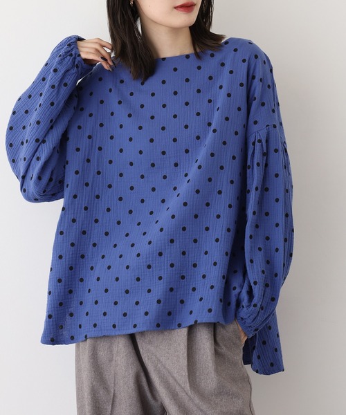 OMNES（オムネス）の「ダブルガーゼ ボリューム袖プルオーバー（シャツ/ブラウス・レディース・グレー系その他/ブルー系その他・FREE）」の9枚目の写真