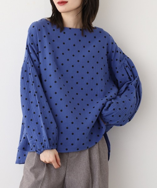 OMNES（オムネス）の「ダブルガーゼ ボリューム袖プルオーバー（シャツ/ブラウス・レディース・グレー系その他/ブルー系その他・FREE）」の10枚目の写真