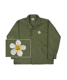 GRAVER（グレーバー）の「[UNISEX] FLOWER DOT EMBROIDERED WHITE CLIP JACKET_KHAKI（ミリタリージャケット）」