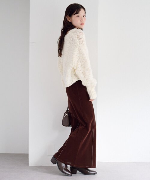 Kastane(カスタネ)の「【2サイズ展開/低身長サイズ】ベロアメロウスカート(スカート・レディース・ブラック/ブラウン・0/1)」の11枚目の写真