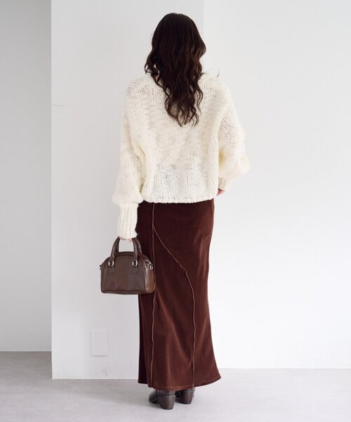 Kastane(カスタネ)の「【2サイズ展開/低身長サイズ】ベロアメロウスカート(スカート・レディース・ブラック/ブラウン・0/1)」の12枚目の写真