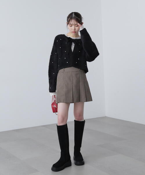 FREE'S MART（フリーズマート）の「◆ラインストーンクロップドニットカーディガン（ニット/セーター・レディース・レッド/グレー/ブラック・FREE）」の7枚目の写真