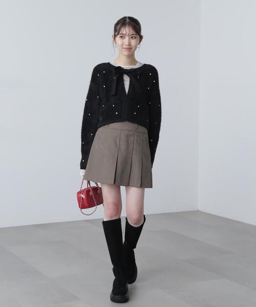 FREE'S MART（フリーズマート）の「◆ラインストーンクロップドニットカーディガン（ニット/セーター・レディース・レッド/グレー/ブラック・FREE）」の8枚目の写真