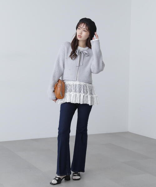 FREE'S MART（フリーズマート）の「◆ラインストーンクロップドニットカーディガン（ニット/セーター・レディース・レッド/グレー/ブラック・FREE）」の16枚目の写真