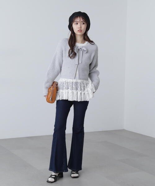 FREE'S MART（フリーズマート）の「◆ラインストーンクロップドニットカーディガン（ニット/セーター・レディース・レッド/グレー/ブラック・FREE）」の17枚目の写真