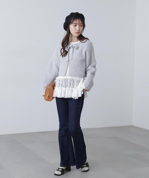 FREE'S MART（フリーズマート）の「◆ラインストーンクロップドニットカーディガン（ニット/セーター・レディース・レッド/グレー/ブラック・FREE）」の18枚目の写真