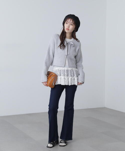 FREE'S MART（フリーズマート）の「◆ラインストーンクロップドニットカーディガン（ニット/セーター・レディース・レッド/グレー/ブラック・FREE）」の19枚目の写真