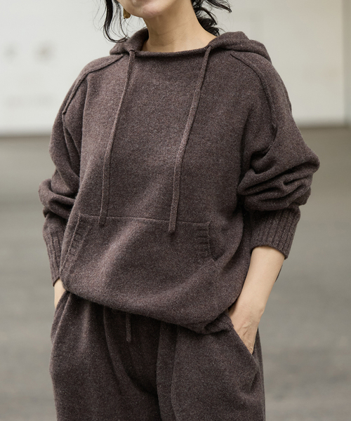 IENA LA BOUCLE アルパカラメMIXニットパーカー