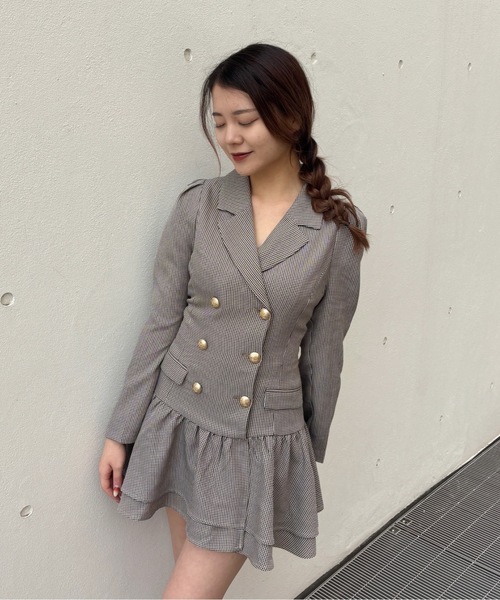 one way(ワンウェイ)の「ロー切り替えテーラーワンピース(ワンピース・レディース・グレー/ホワイト系その他/ブラウン系その他・FREE)」の3枚目の写真