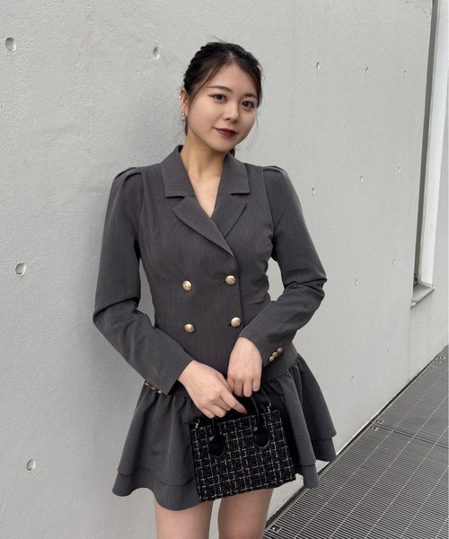 one way(ワンウェイ)の「ロー切り替えテーラーワンピース(ワンピース・レディース・グレー/ホワイト系その他/ブラウン系その他・FREE)」の2枚目の写真