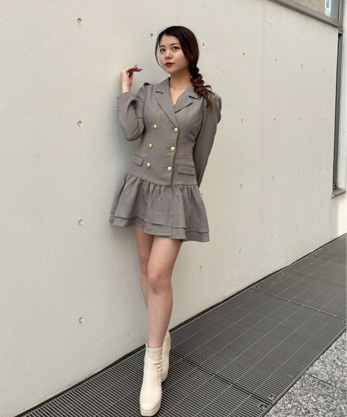 one way(ワンウェイ)の「ロー切り替えテーラーワンピース(ワンピース・レディース・グレー/ホワイト系その他/ブラウン系その他・FREE)」の18枚目の写真