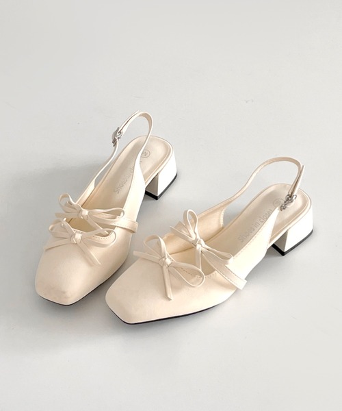 Shoes in Closet（シューズインクローゼット）の「軽量 スクウェアトゥ ワイドヒール バックバンド リボン パンプス 2488（パンプス・レディース・ブラック/アイボリー/シルバー・S/M/L/LL）」の9枚目の写真