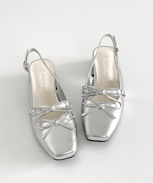 Shoes in Closet（シューズインクローゼット）の「軽量 スクウェアトゥ ワイドヒール バックバンド リボン パンプス 2488（パンプス・レディース・ブラック/アイボリー/シルバー・S/M/L/LL）」の22枚目の写真