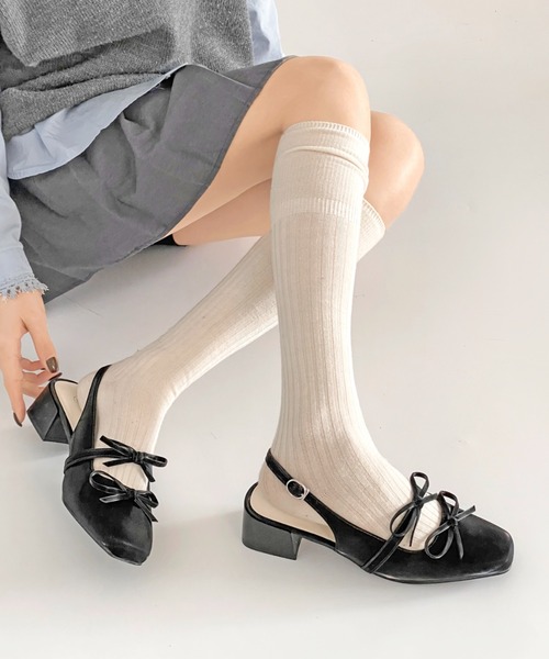 Shoes in Closet（シューズインクローゼット）の「軽量 スクウェアトゥ ワイドヒール バックバンド リボン パンプス 2488（パンプス・レディース・ブラック/アイボリー/シルバー・S/M/L/LL）」の11枚目の写真